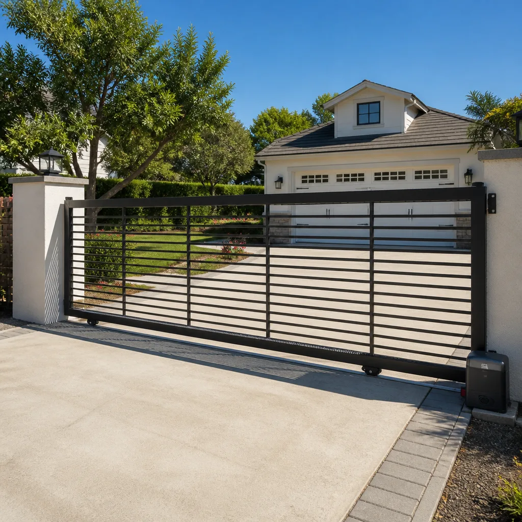 Sliding driveway gates